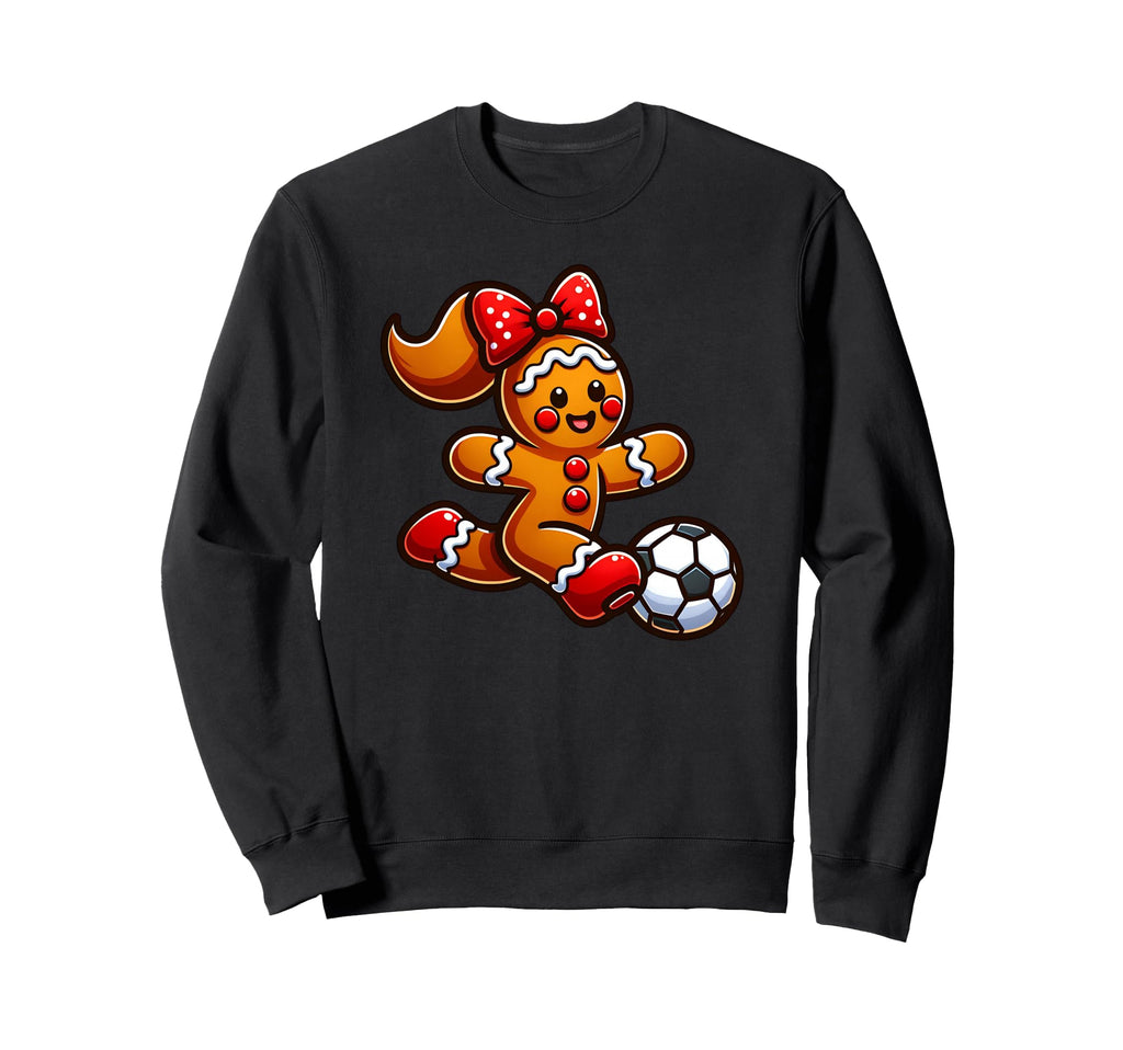 Soccer Gingerbread Coquette Bow Sweatshirt - Minimalist Print Men Women