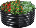 EDOSTORY 17" Tall, 42" Round Metal Raised Bed Garden Bed Kit, Galvanized Planter Raised Garden Boxes Outdoor, Large Metal Raised Garden Beds for Vegetables, Flowers, Herbs