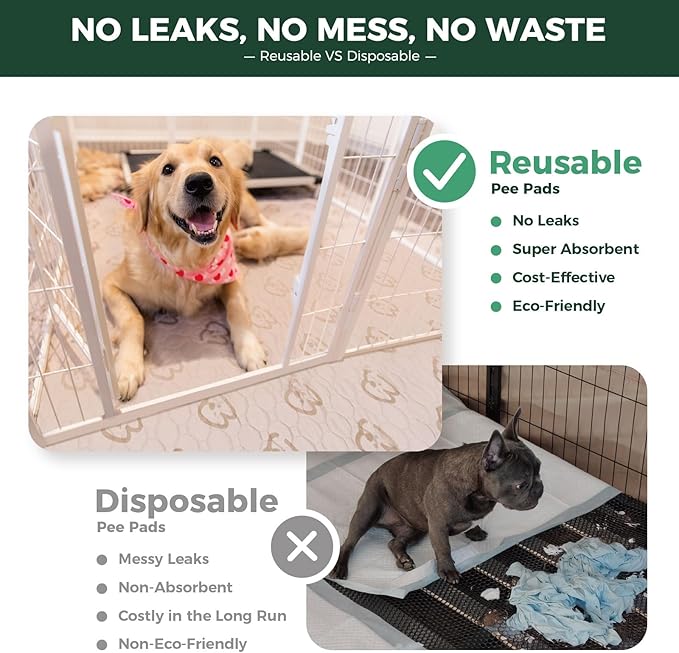 FXW Washable Pee Pads for Dogs, Puppy Pads with Super Absorbent, Specifically Designed for 42inch Cages, 41" × 27" Rectangle, Khaki, 1 Pack