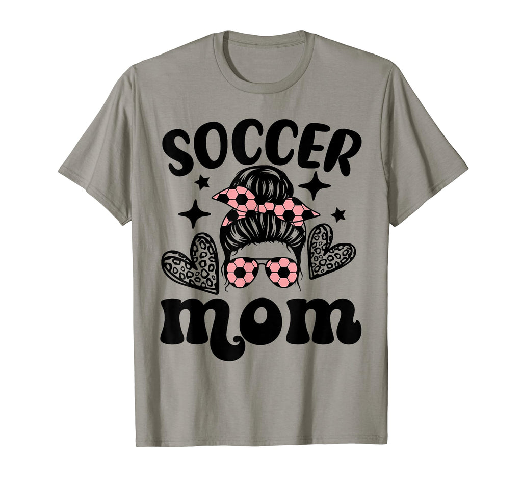 Soccer Mom Mama Messy Bun Soccer T-Shirt - Novelty Apparel Men Women
