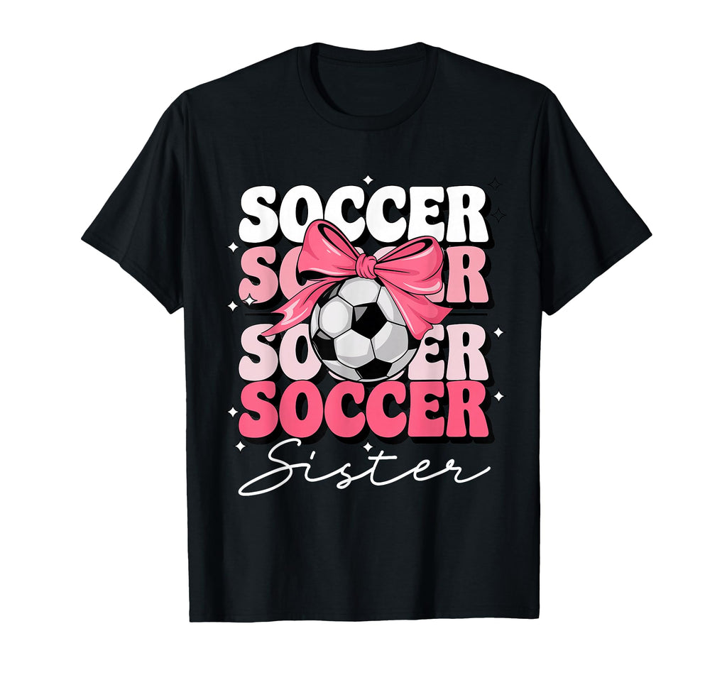 Groovy Soccer Sister Coquette Bow Soccer T-Shirt - Custom Art Print Unisex