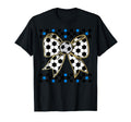 Soccer Bow Checkered Ribbon Gift Sports T-Shirt - Trendy Graphic Unisex