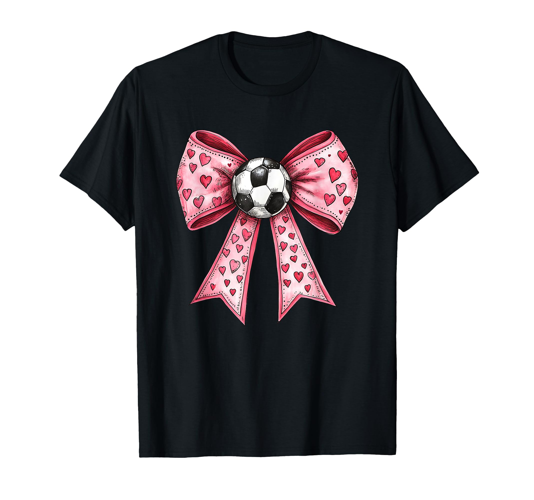Soccer Valentines Day Coquette Bow T-Shirt - Streetwear Style for Adults