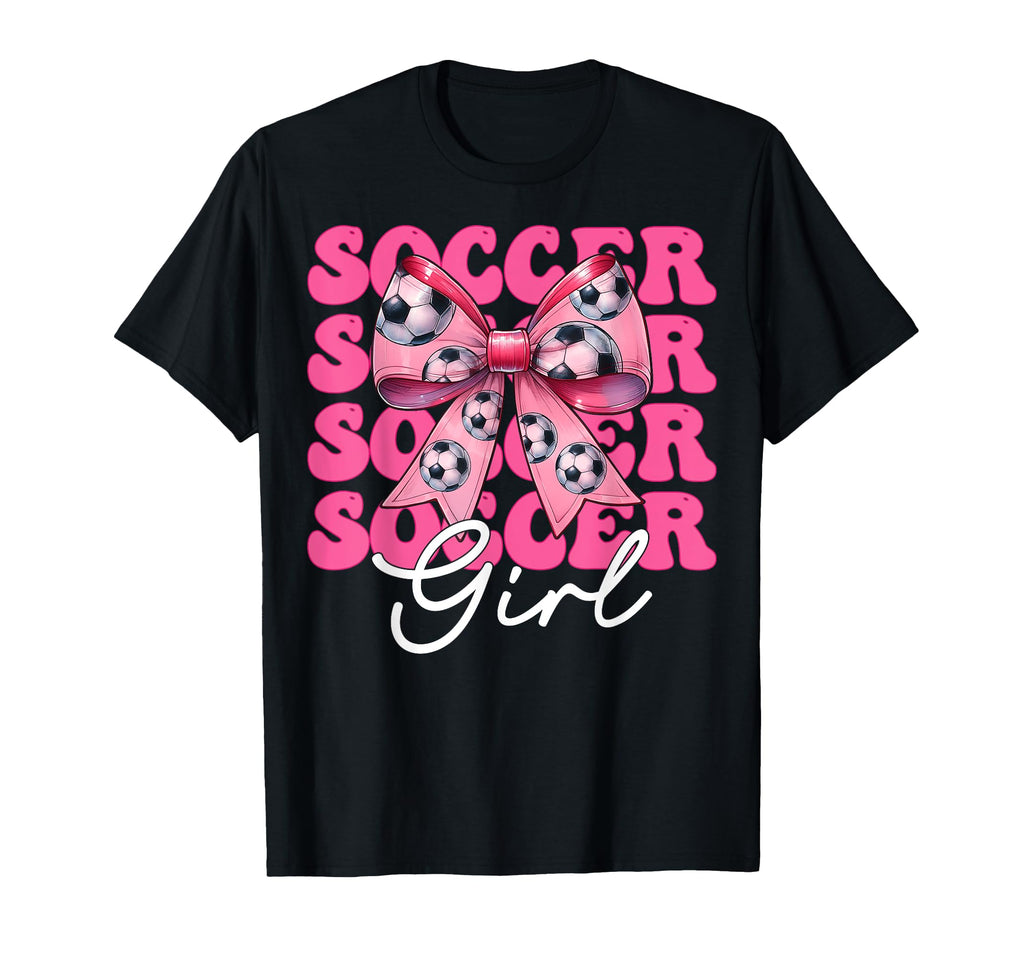 Womens Coquette Bow Ribbon Soccer T-Shirt - Trendy Graphic for Adults