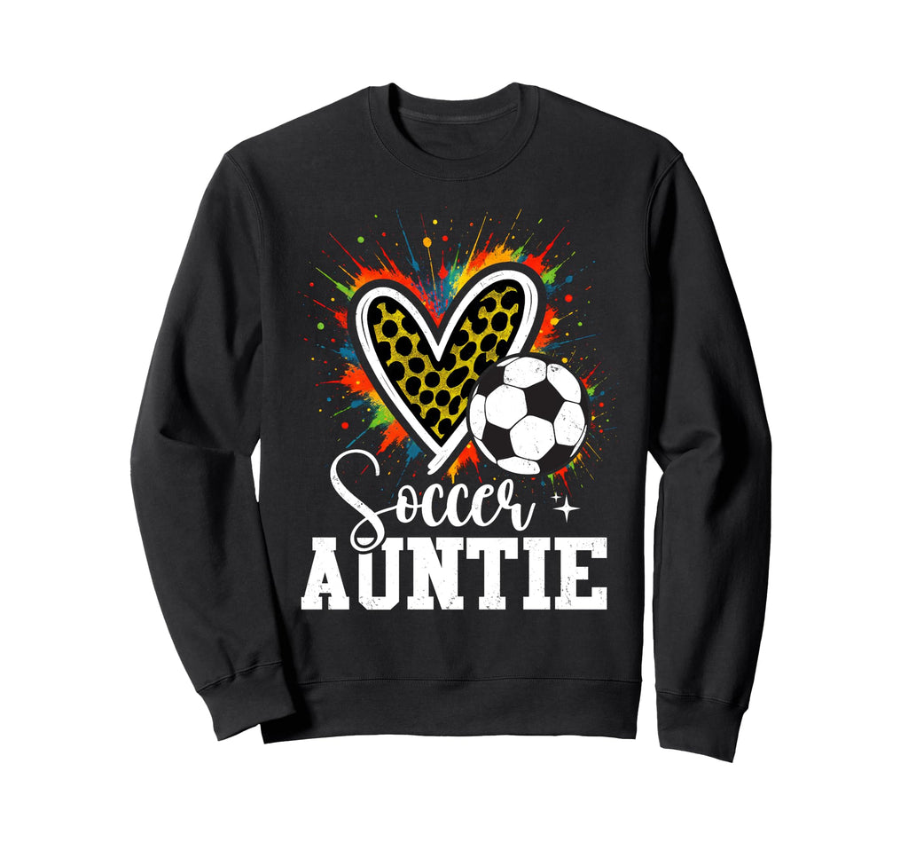 Soccer Auntie Leopard Heart Sweatshirt - Casual Everyday Wear Men Women