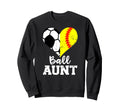 Ball Aunt Heart Funny Soccer Softball Sweatshirt - Graphic Print Unisex