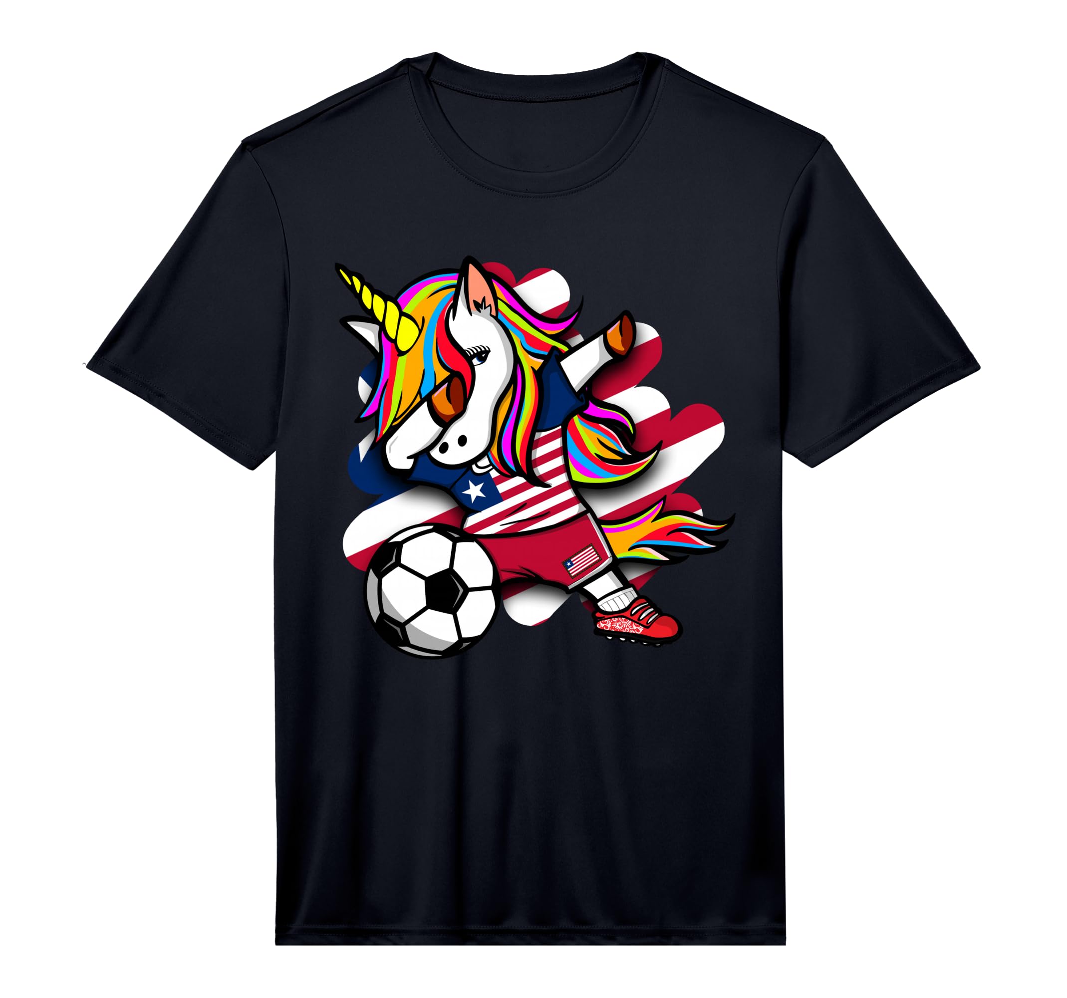 Dabbing Unicorn Liberia Soccer Fans T-Shirt - Trendy Graphic for Adults