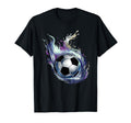 Blue Fire Soccer Ball Liquid Motion T-Shirt - Trendy Graphic Unisex