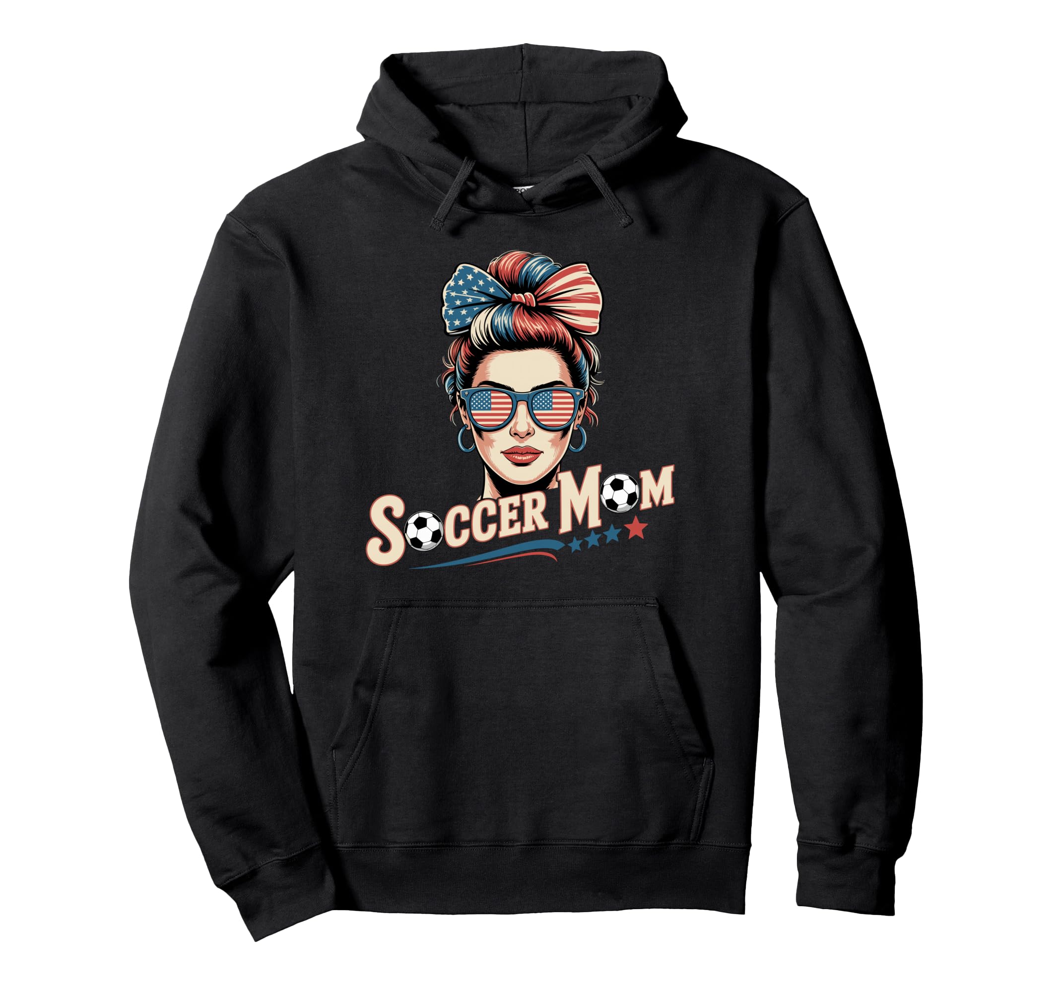 Patriotic Soccer Mom American Flag Hoodie - Unique Graphic Unisex