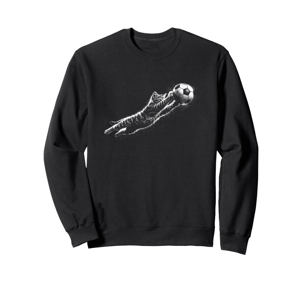 Funny Kitten Soccer Goalie Cat Sweatshirt - Fun Novelty Design Men Women