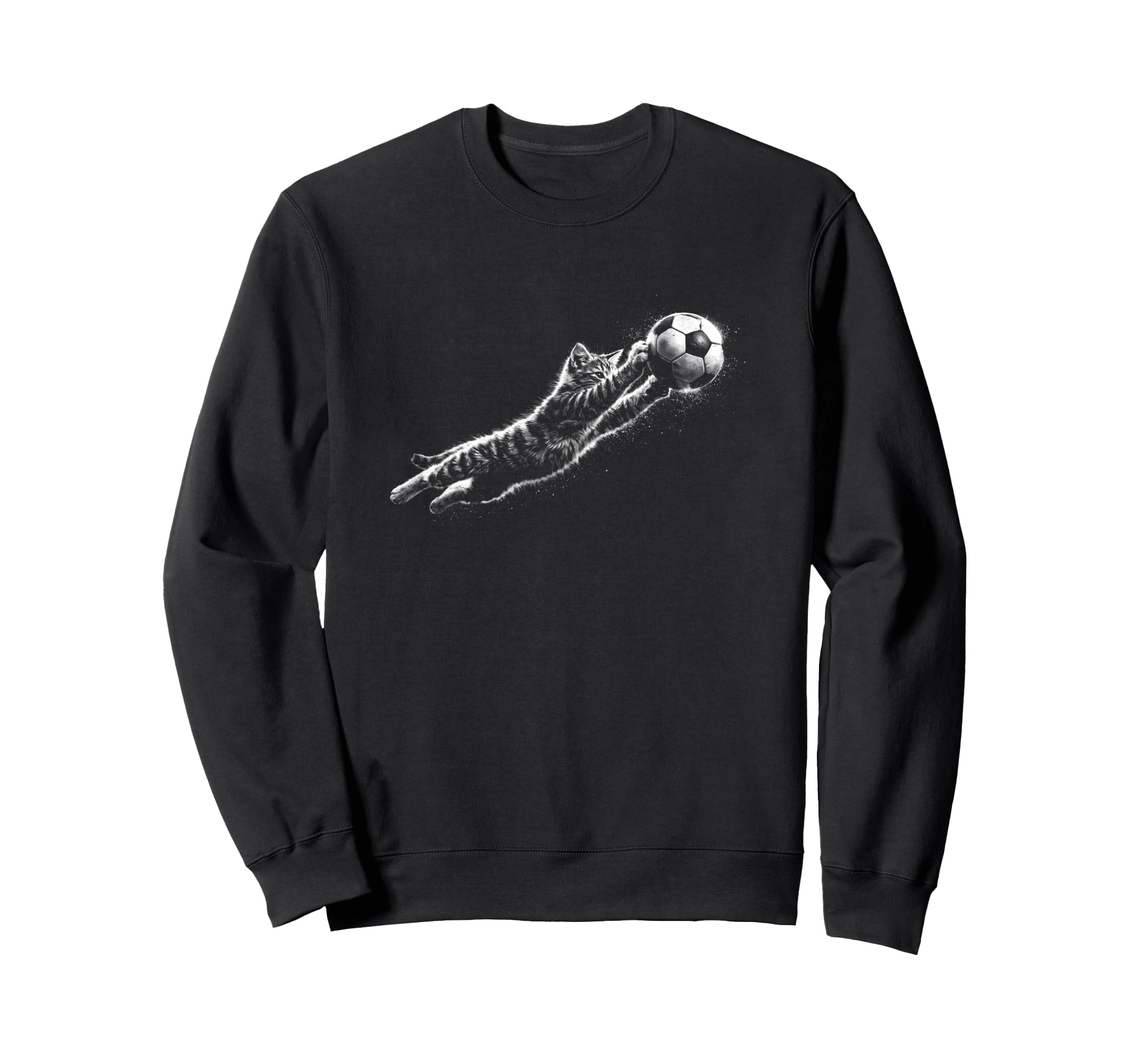 Funny Kitten Soccer Goalie Cat Sweatshirt - Fun Novelty Design Men Women
