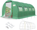 KING BIRD Premium 20x10x6.6FT Greenhouse for Outdoors, Large Walk-in Heavy Duty Galvanized Steel Frame, Mesh Door Screen Window Upgraded Zipper Tunnel Hoop for Garden Plant Winter, Green