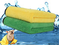 2 Pack Dog Towels Super Absorbent Pet Bath Towel Microfiber Dog Drying Towel for Small Medium Large Dogs and Cats, Machine Washable, 19.7Inch x 39.4Inch, Yellow-Grey & Green-Grey