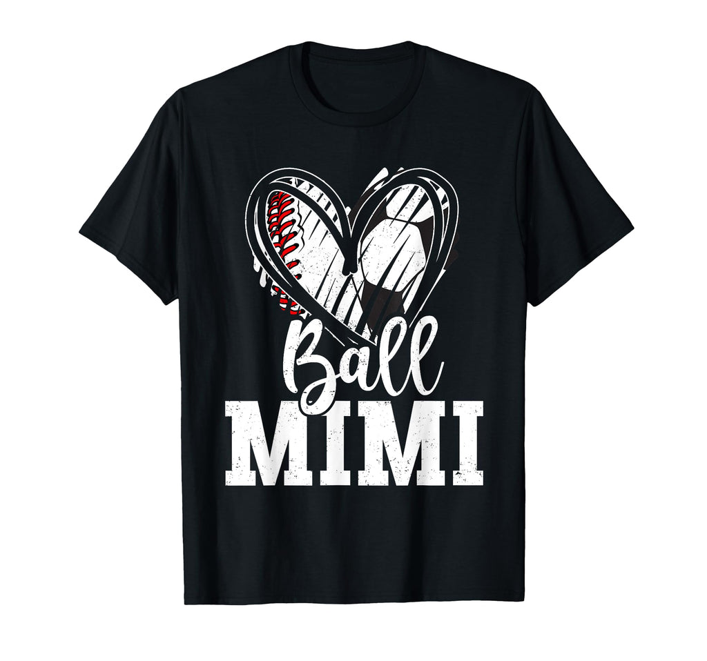 Ball Grandma Heart Baseball Soccer T-Shirt - Fun Novelty Design Men Women