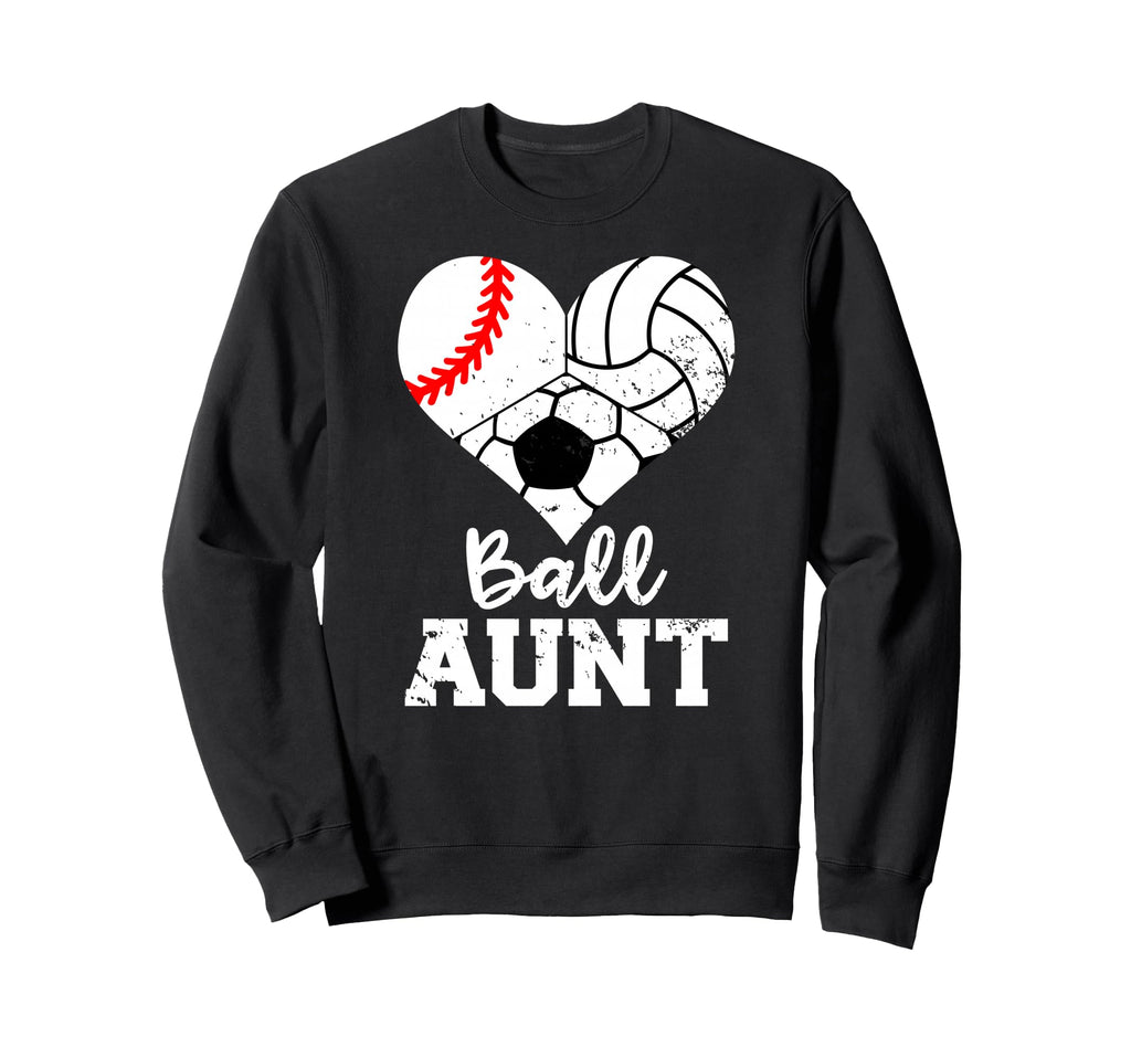 Ball Aunt Heart Baseball Volleyball Sweatshirt - Unique Graphic Unisex