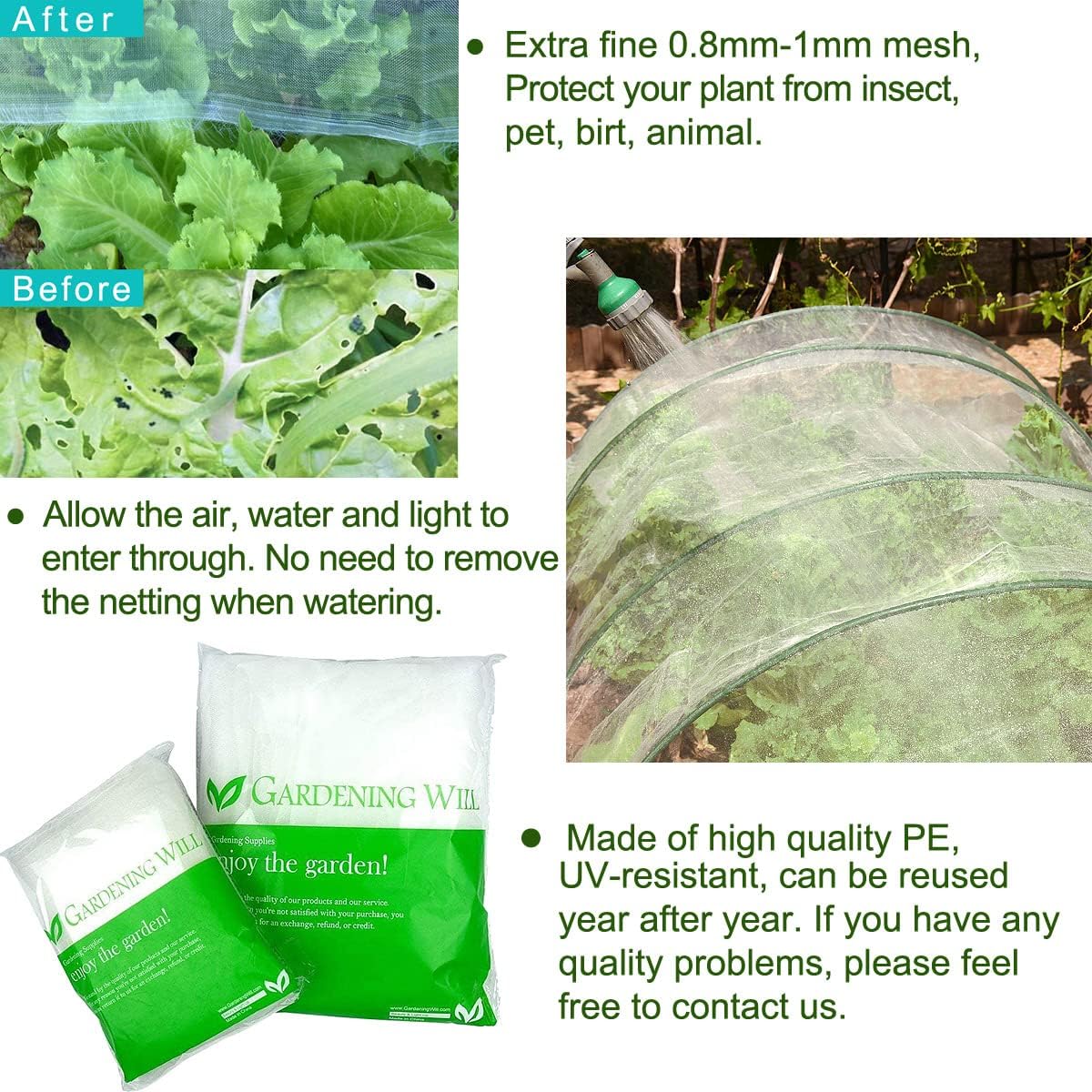 8FT x 100Ft Mosquito Bug Insect Bird Fine Mesh Net Barrier Hunting Blind Garden Screen Netting for Protect Your Plant Fruits Flower