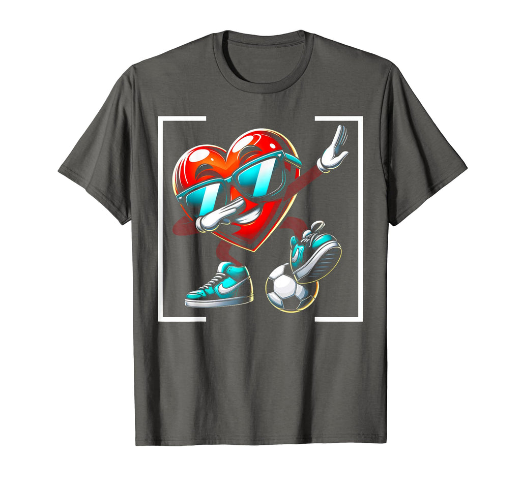 Heart Dabbing Football Soccer Cartoon T-Shirt - Graphic Print Unisex