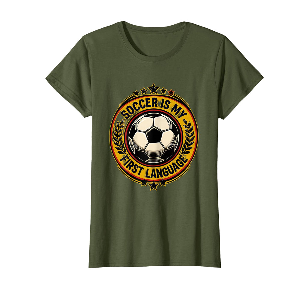 Soccer Is My First Language Fan T-Shirt - Minimalist Print for Adults