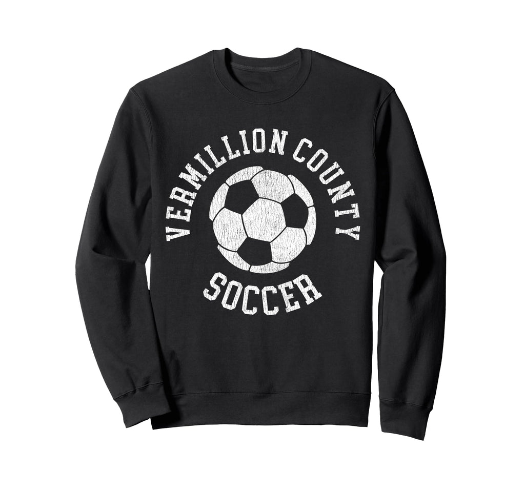 Vermillion County Soccer Distressed Sweatshirt - Unique Graphic Men Women