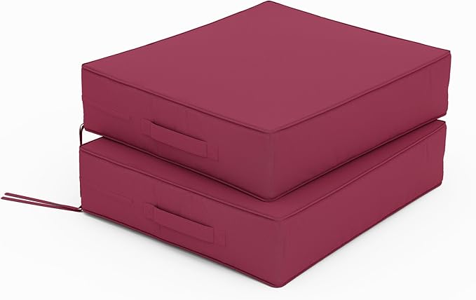 Patio Chair Cushions 18.5 X 16 X 4 Inch Waterproof Outdoor Seat Cushions for Patio Furniture, Outdoor Sofa Couch Pads with Ties & Handle, Set of 2, Fuchsiared