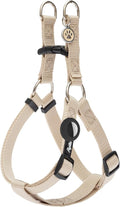 PUPTECK No Pull Dog Harness Soft Adjustable Basic Nylon Step in Puppy Vest Outdoor Walking with ID Tag and A-ir Tag Case, Cream, S