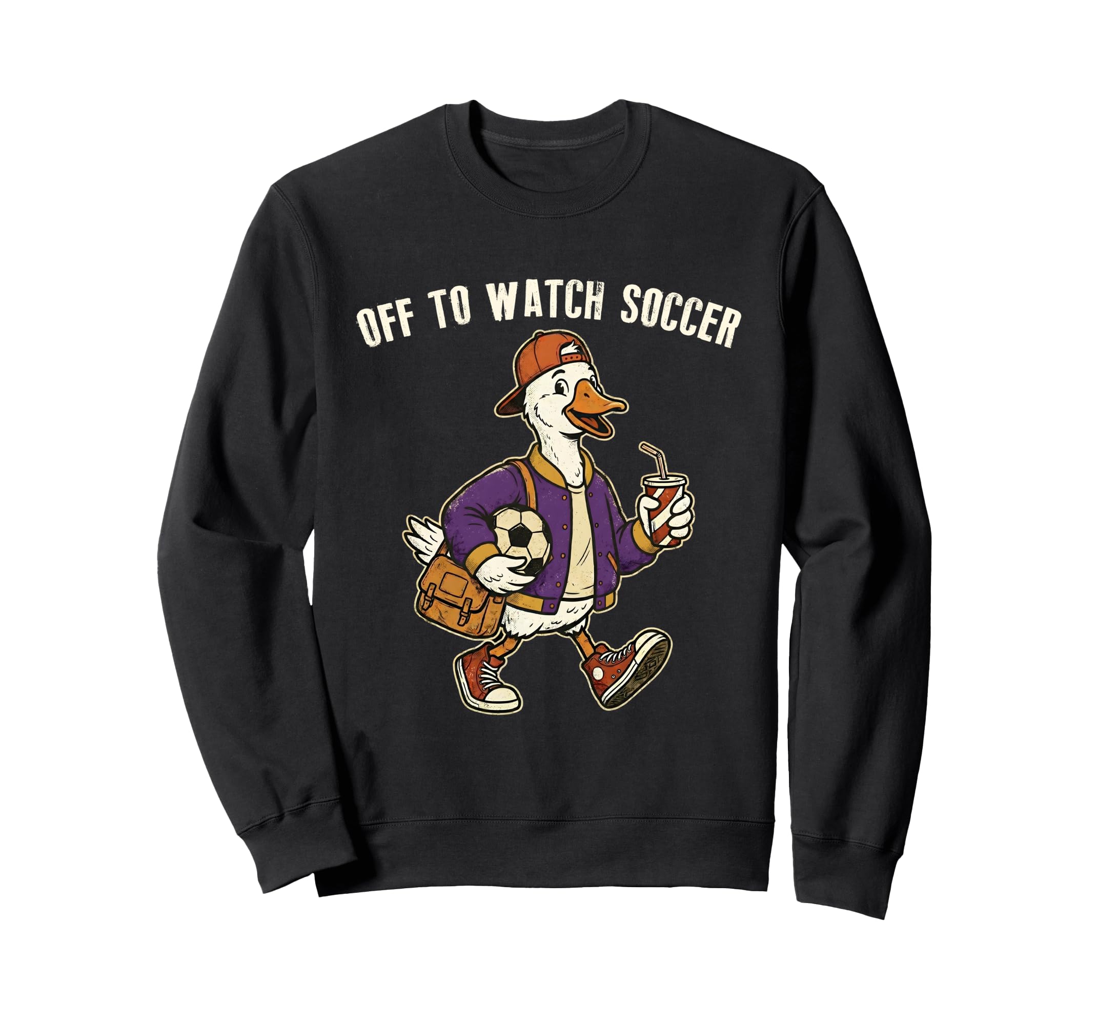 Off To Watch Soccer Funny Duck Sports Sweatshirt - Custom Art Print Unisex