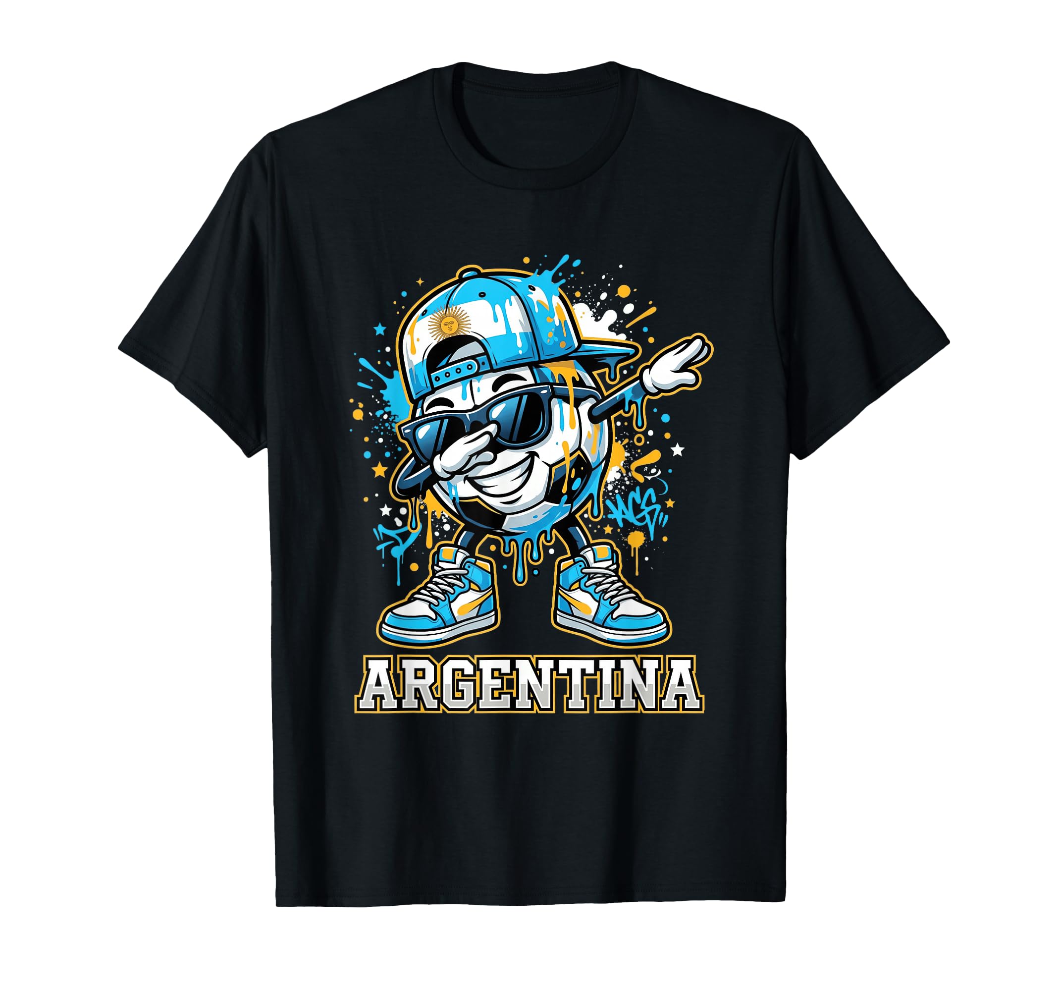 Argentina Dabbing Soccer Ball Graffiti T-Shirt - Graphic Print Unisex