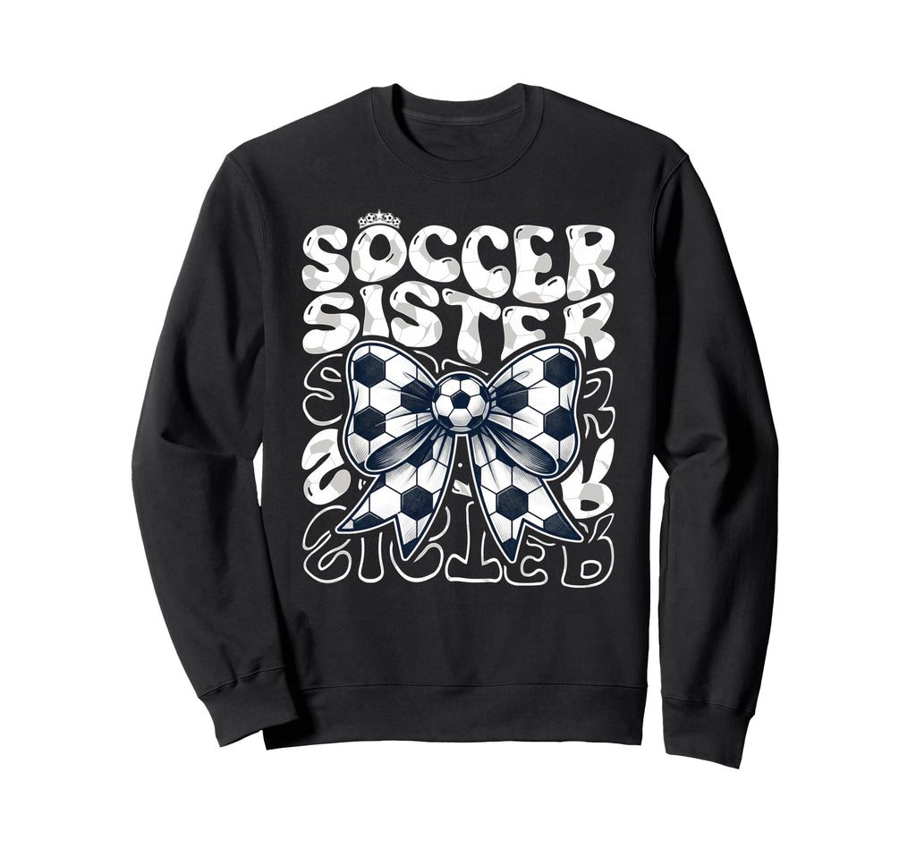 Soccer Sister Fan Coquette Bow Sweatshirt - Minimalist Print Men Women