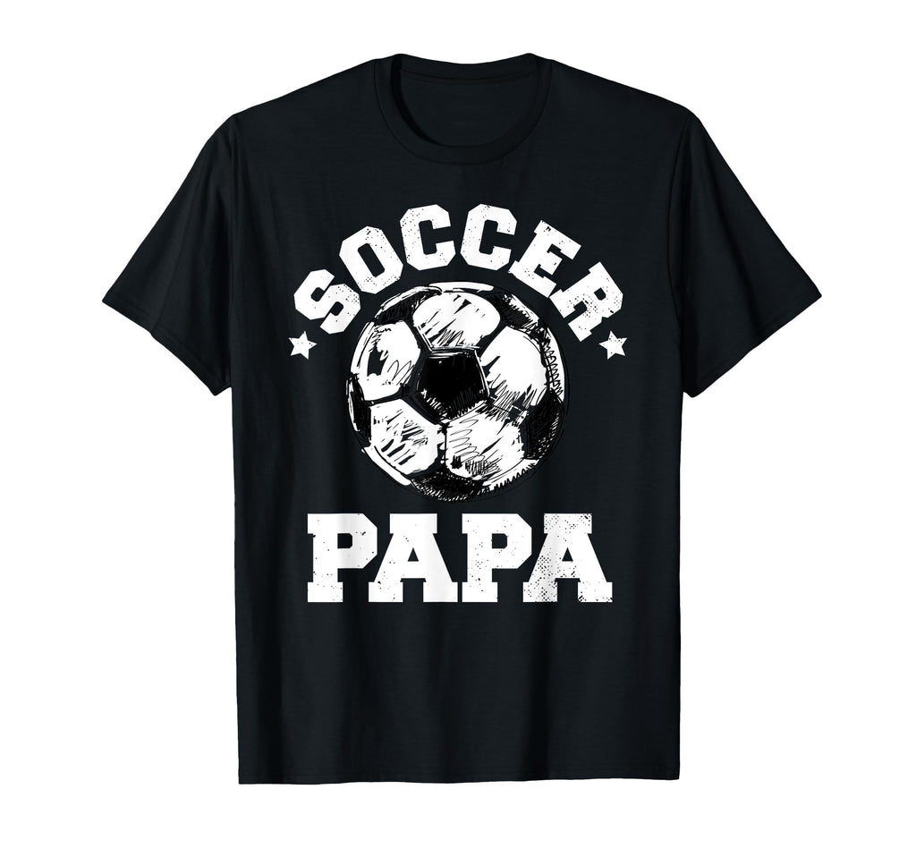 Soccer Papa Soccer Ball Distressed T-Shirt - Novelty Apparel for Adults