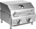 Bestfire Tabletop Gas Grill 2 Burners, 20,000 BTUs Stainless Steel Portable Propane Grill with Legs for Outdoor Patio Backyard Camping, Tailgating, and RV Trips