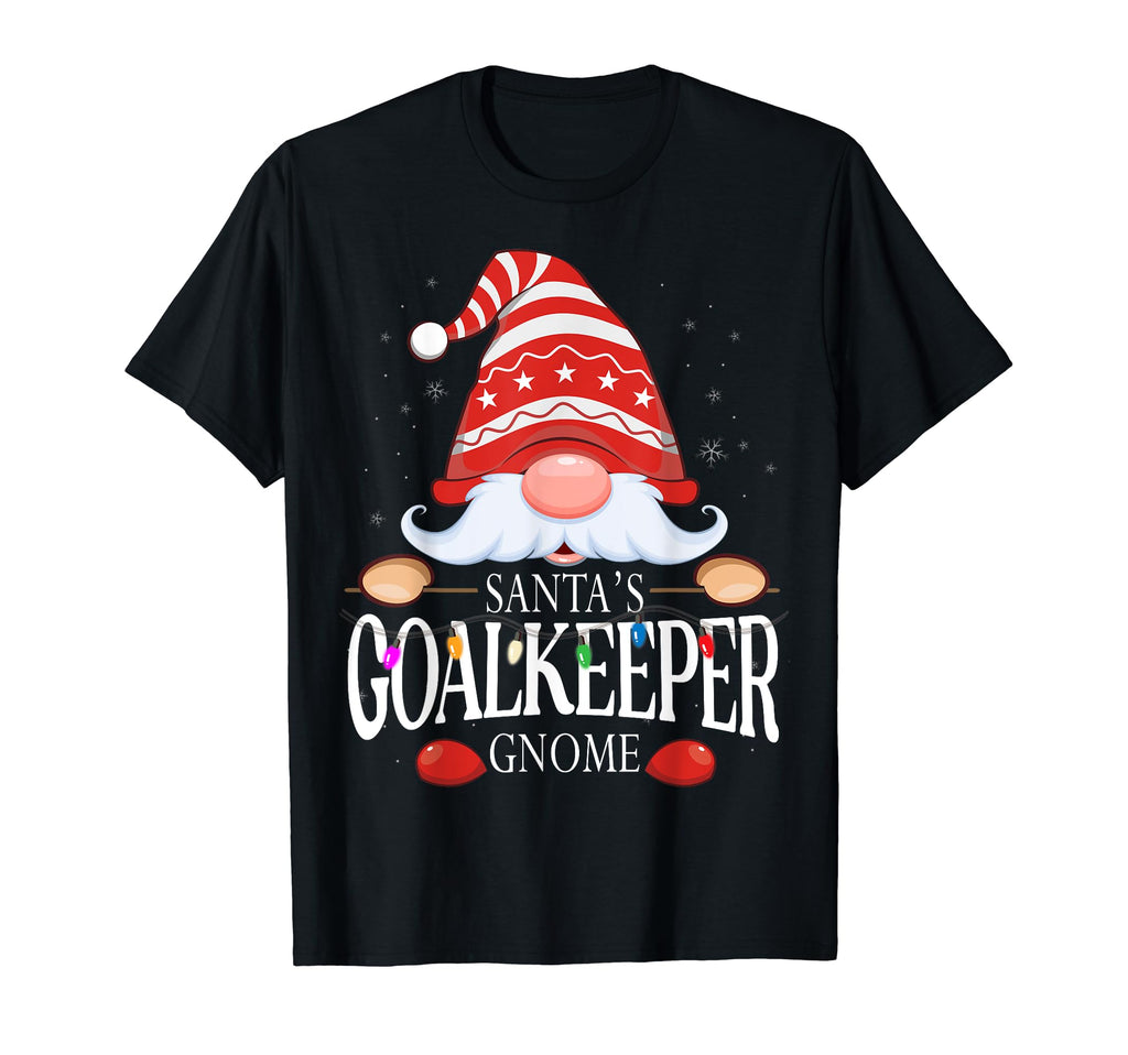 Santas Goalkeeper Gnome Matching Pajama T-Shirt - Graphic Print Men Women