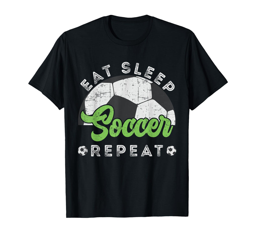 Eat Sleep Soccer Repeat Distressed T-Shirt - Minimalist Print Unisex