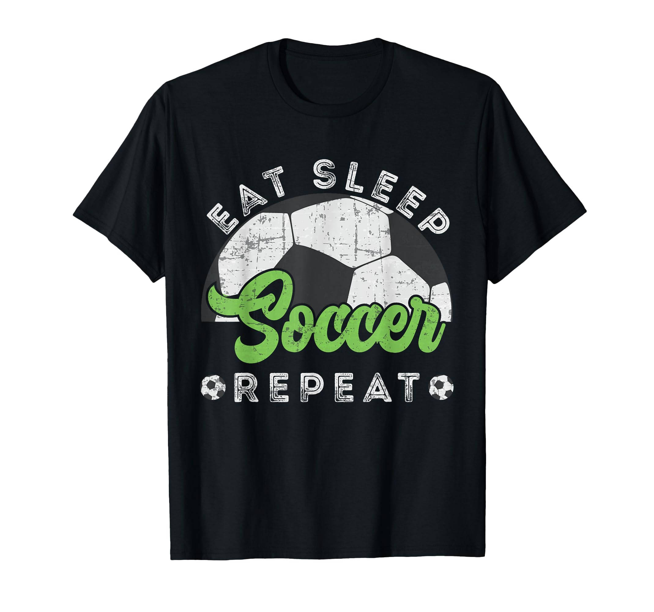Eat Sleep Soccer Repeat Distressed T-Shirt - Minimalist Print Unisex