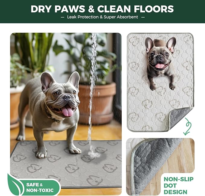 FXW Washable Pee Pads for Dogs, Puppy Pads with Super Absorbent, Specifically Designed for 24inch Cages, 23" × 17" Rectangle, Khaki, 1 Pack