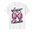 Soccer Is My Valentine Coquette Bow T-Shirt - Unique Graphic Men Women
