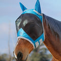 Harrison Howard CareMaster Pro Luminous Horse Fly Mask Large Eye Space Standard with Ears UV Protection for Horse Sky Blue Full Size