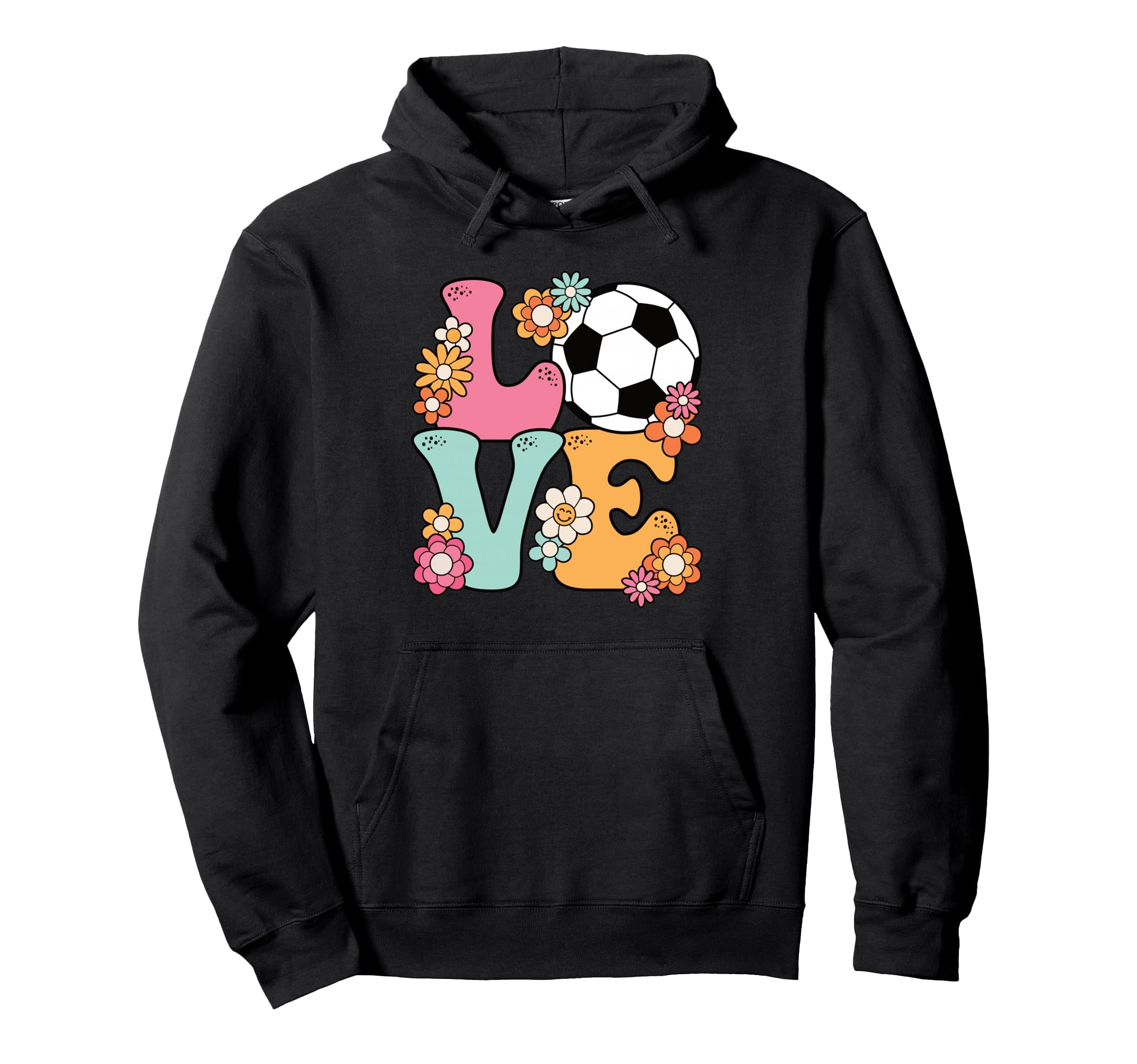 Groovy Soccer Love Soccer Lover Teens Hoodie - Novelty Apparel Unisex