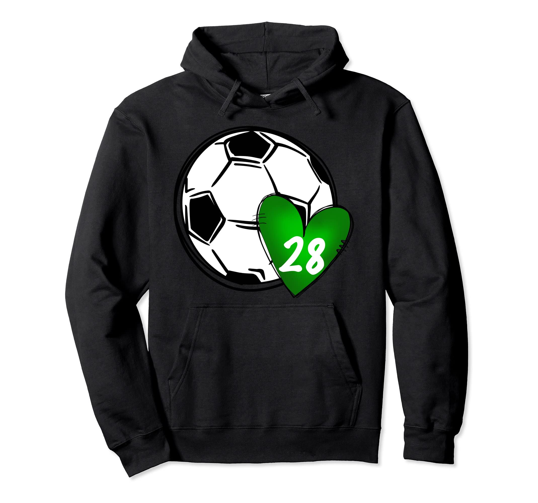 Womens Custom Soccer Mom Number 28 Heart Mom Hoodie - Graphic Print Unisex