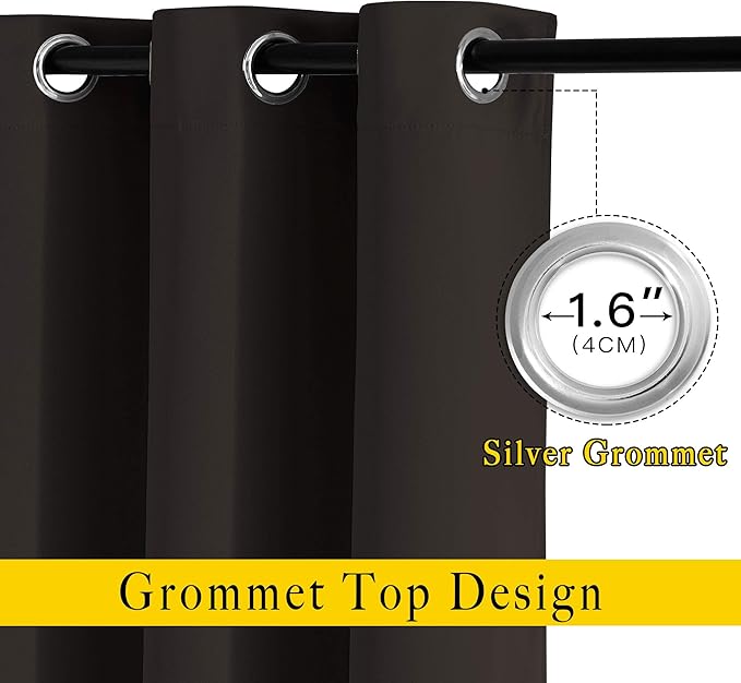 NICETOWN Blackout Curtains Panels for Window - Triple Weave Energy Saving Thermal Insulated Solid Grommet Blackout Drapes for Kitchen (1 Pair, 66 inches by 54 Inch, Toffee Brown)