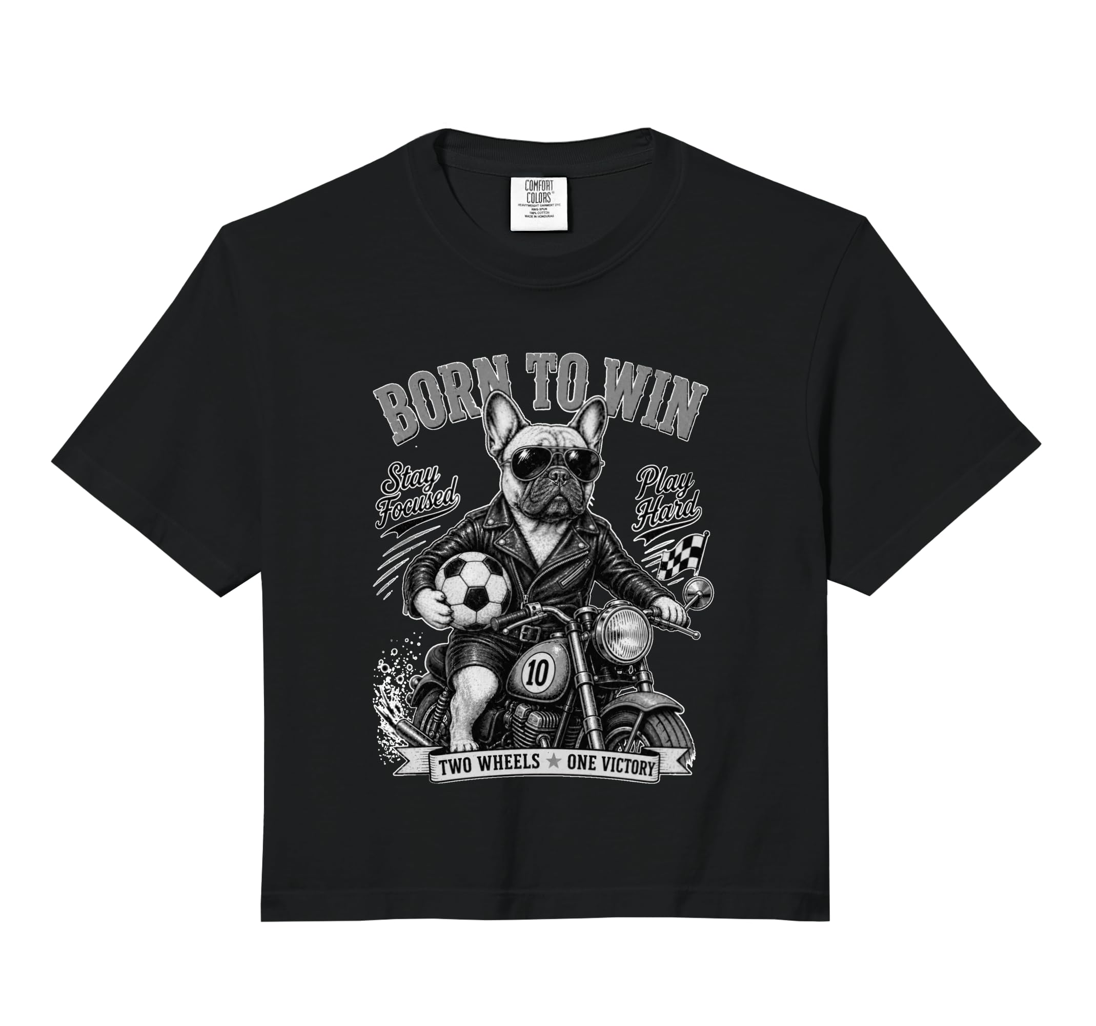 French Bulldog Ride Motorbike Love T-Shirt - Minimalist Print Men Women