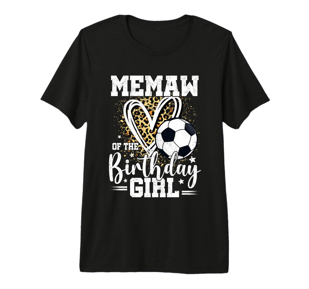 Memaw Birthday Soccer Ball Leopard T-Shirt - Streetwear Style Men Women