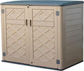 Large Horizontal Storage Sheds,38 cu.ft Resin Garden Shed Weather Resistance,Outdoor Storage Box Lockable for Patio,Backyard,Garden,Home(Brown)
