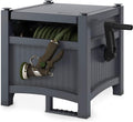 Suncast Garden Hose Hideaway Storage Reel Box, Cyberspace Grey – Resin Outdoor Container, Holds up to 100 Feet of 5/8 Inch Standard Vinyl Water Line – No Assembly Required