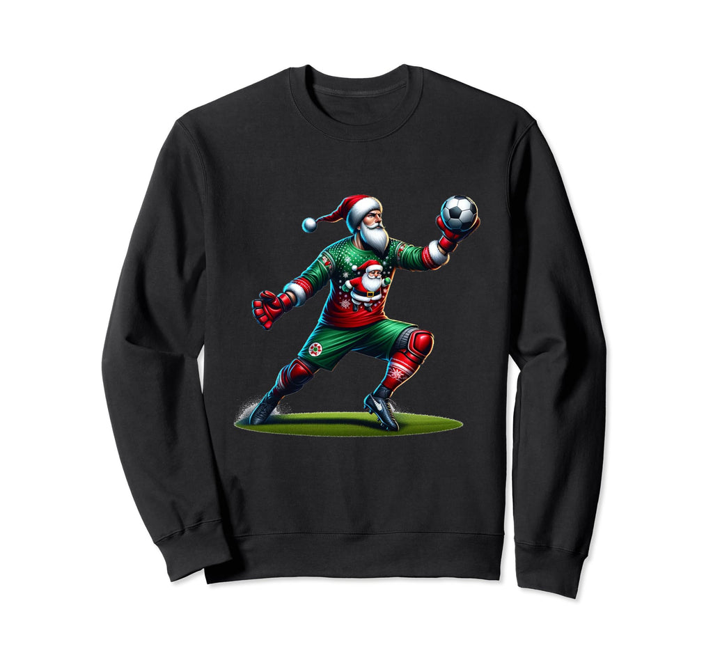 Santa Claus Soccer Goalie Sweatshirt - Graphic Print for Adults