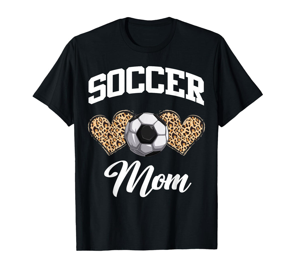 Soccer Leopard Heart Soccer Mom T-Shirt - Casual Everyday Wear Men Women