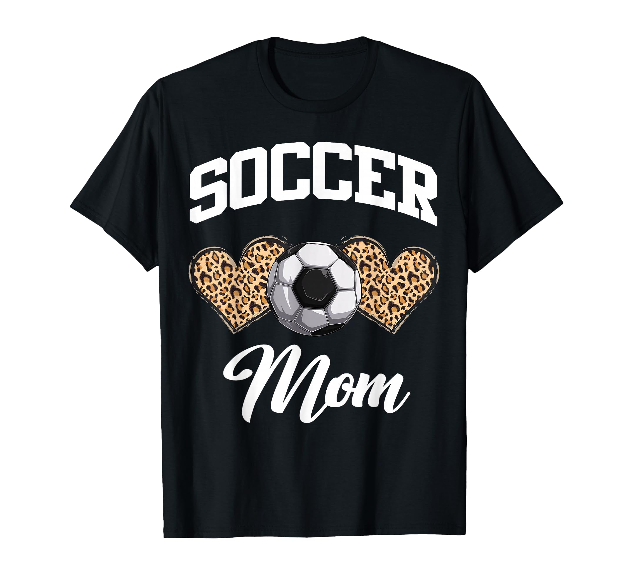 Soccer Leopard Heart Soccer Mom T-Shirt - Casual Everyday Wear Men Women