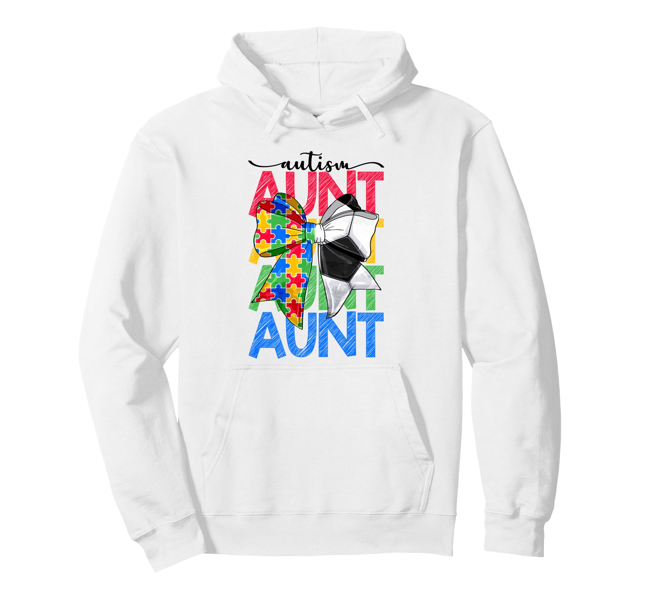 Autism Aunt Autism Awareness Coquette Bow Hoodie - Unique Graphic Unisex