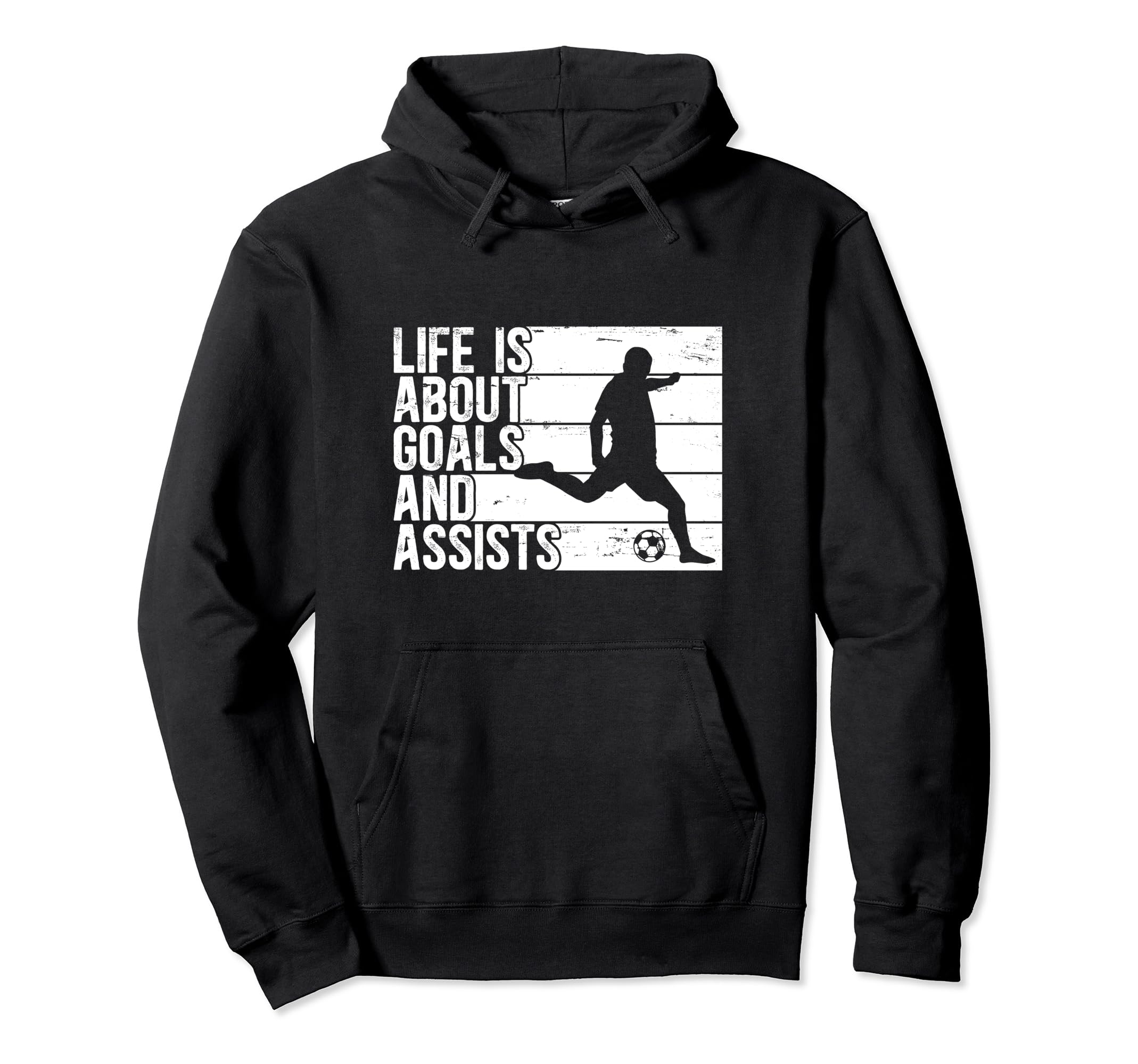 Life Is About Goals And Assists Soccer Hoodie - Minimalist Print for Adults