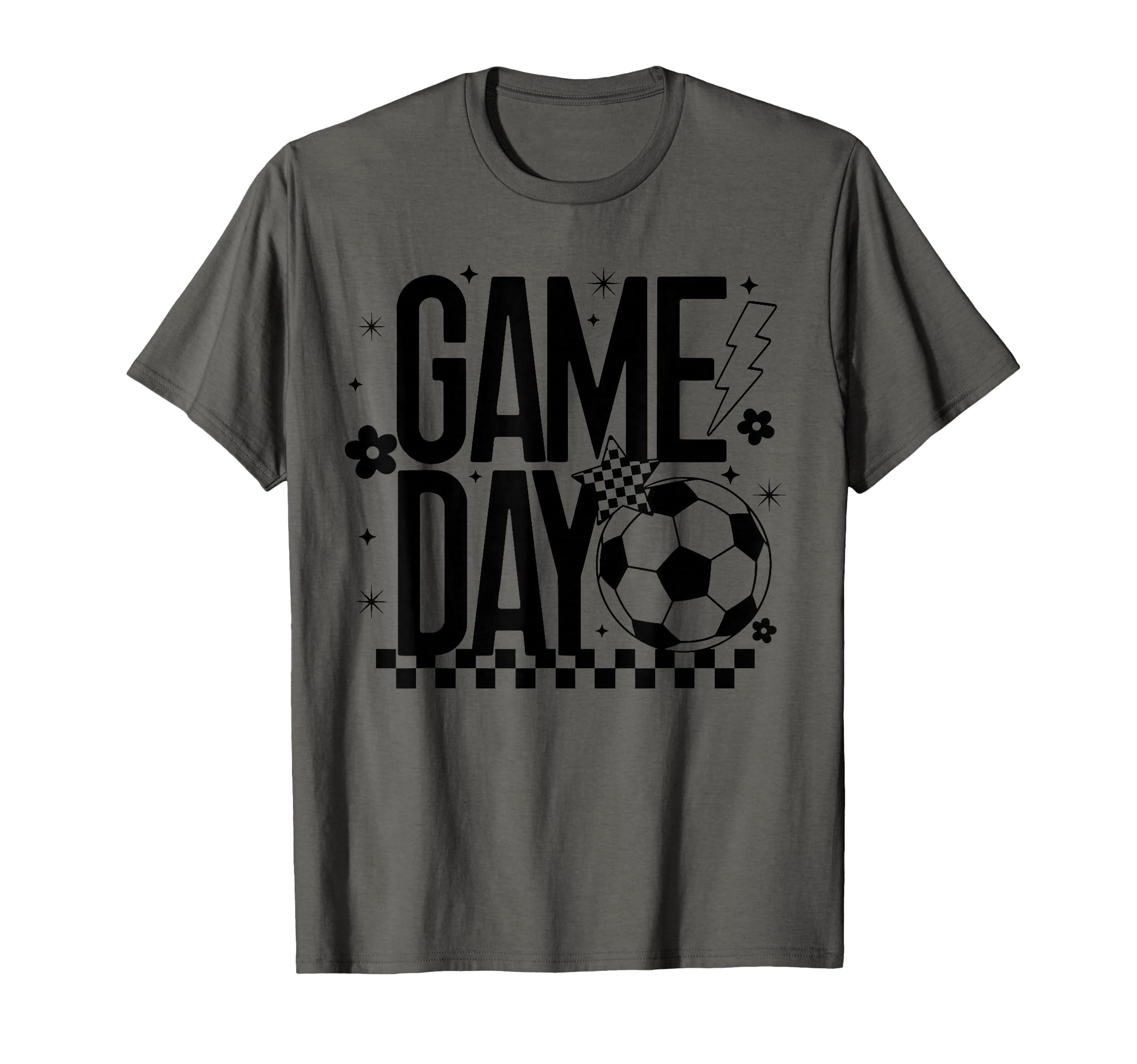Game Day Soccer Season Mom Checkered T-Shirt - Graphic Print Unisex