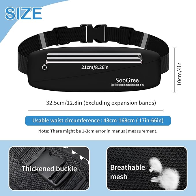 Slim Fanny Packs for Women Men,Waterproof Waist Pack with Reflective Strip Adjustable Strap,Running Belt for Sports Workout Cycling Hiking, Casual Hands-Free Wallets Phone Bag (Style 6)